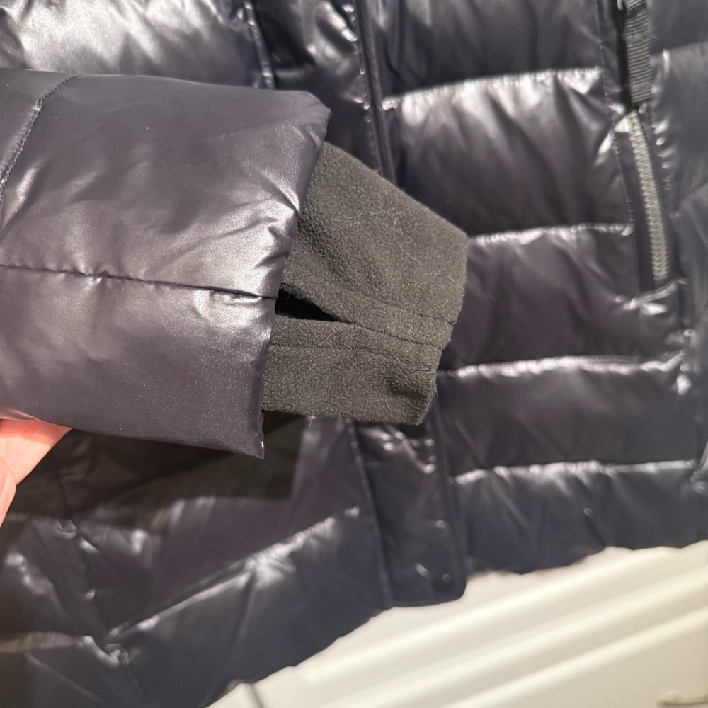 NWOT S13 Chelsea Women's Black Shiny Puffer Jacket with Faux Fur Trim - Picture 12 of 16